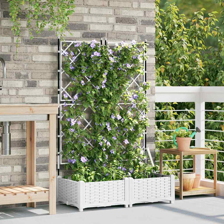 Vidaxxl Gartenblumentopf 2 Stück weiß 80 x 40 x 125,5 cm Stahl