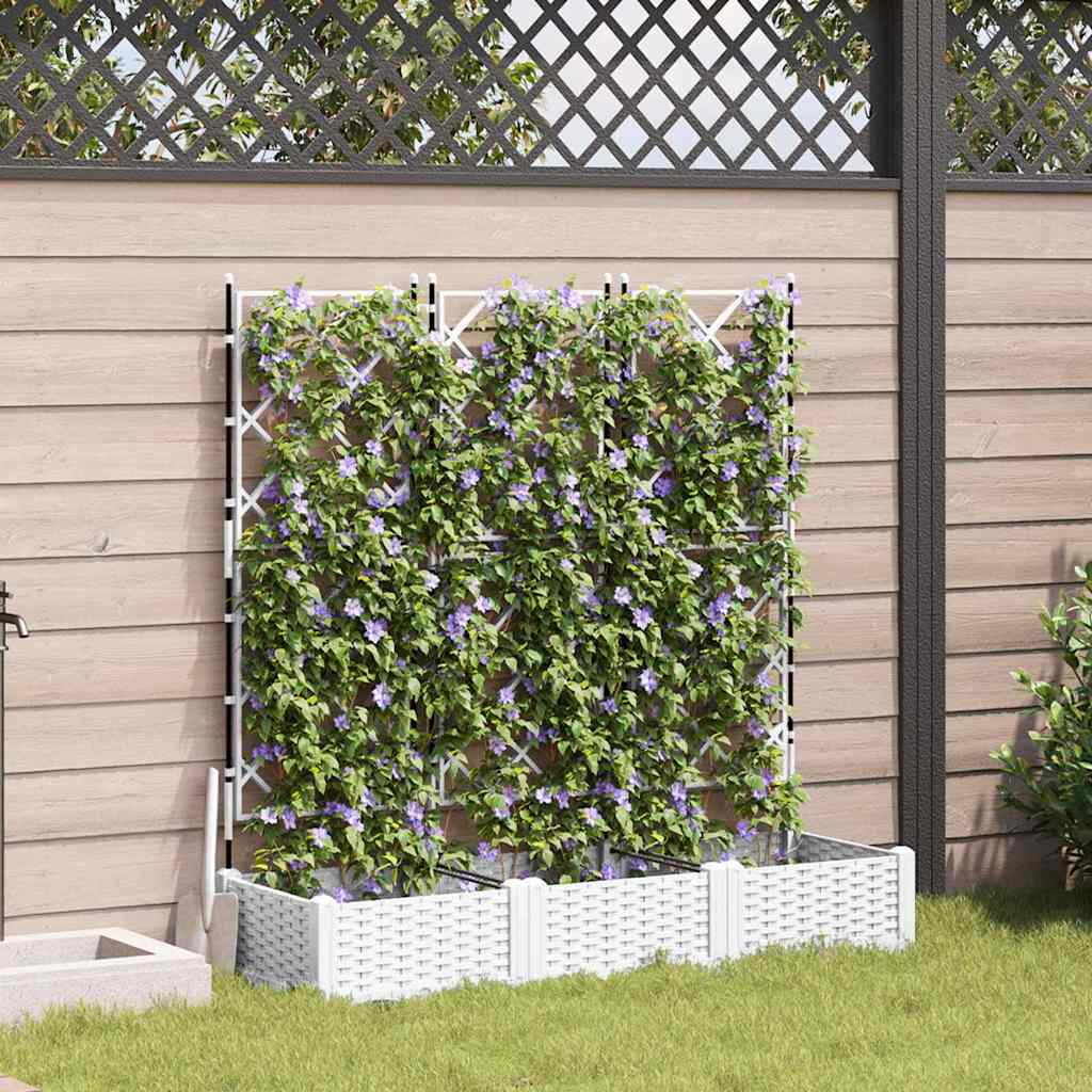 Vidaxxl Gartenblumentopf 3 Stück weiß 120 x 40 x 125,5 cm Stahl