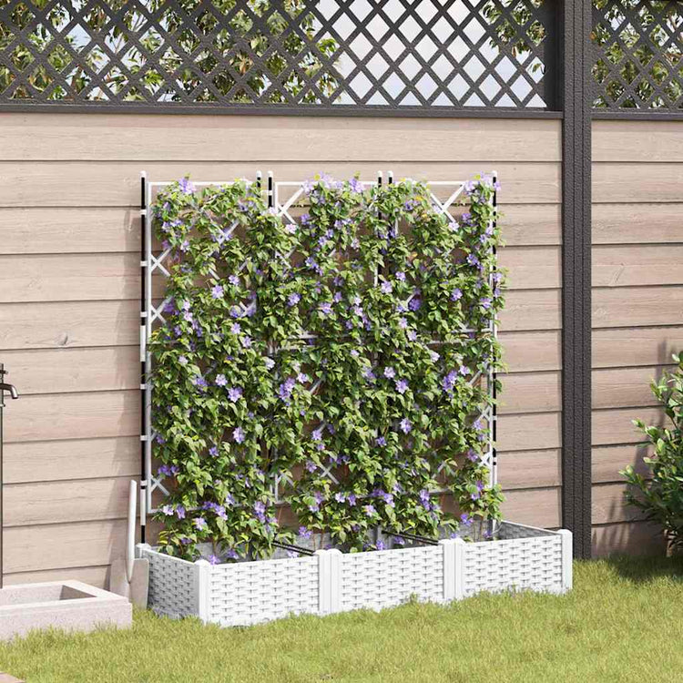 Vidaxxl Gartenblumentopf 3 Stück weiß 120 x 40 x 125,5 cm Stahl