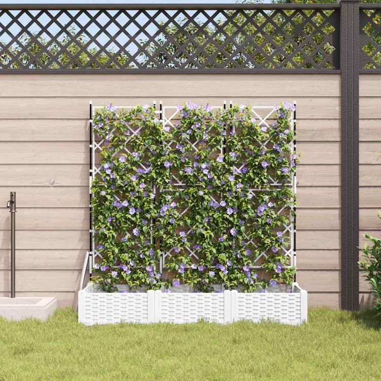 Vidaxxl Gartenblumentopf 3 Stück weiß 120 x 40 x 125,5 cm Stahl