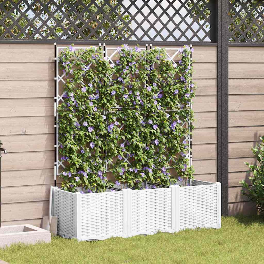 Vidaxl Gartenblumentopf 3 Stück weiß 120 x 40 x 143 cm Stahl