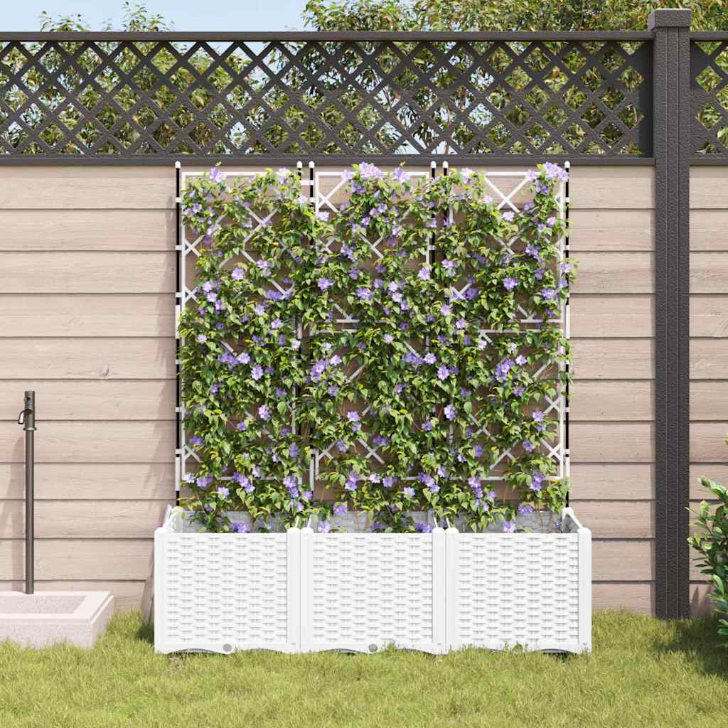 Vidaxl Gartenblumentopf 3 Stück weiß 120 x 40 x 143 cm Stahl