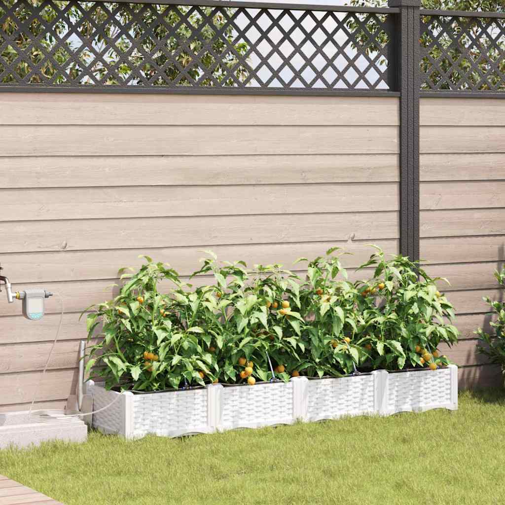 VidaXL Gartenblumentopf 4 Stück weißer Stahl