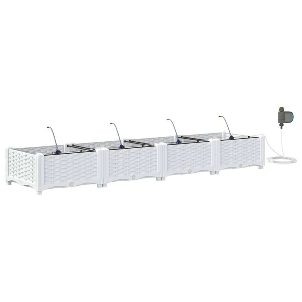 VidaXL Gartenblumentopf 4 Stück weißer Stahl