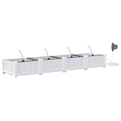 VidaXL Gartenblumentopf 4 Stück weißer Stahl