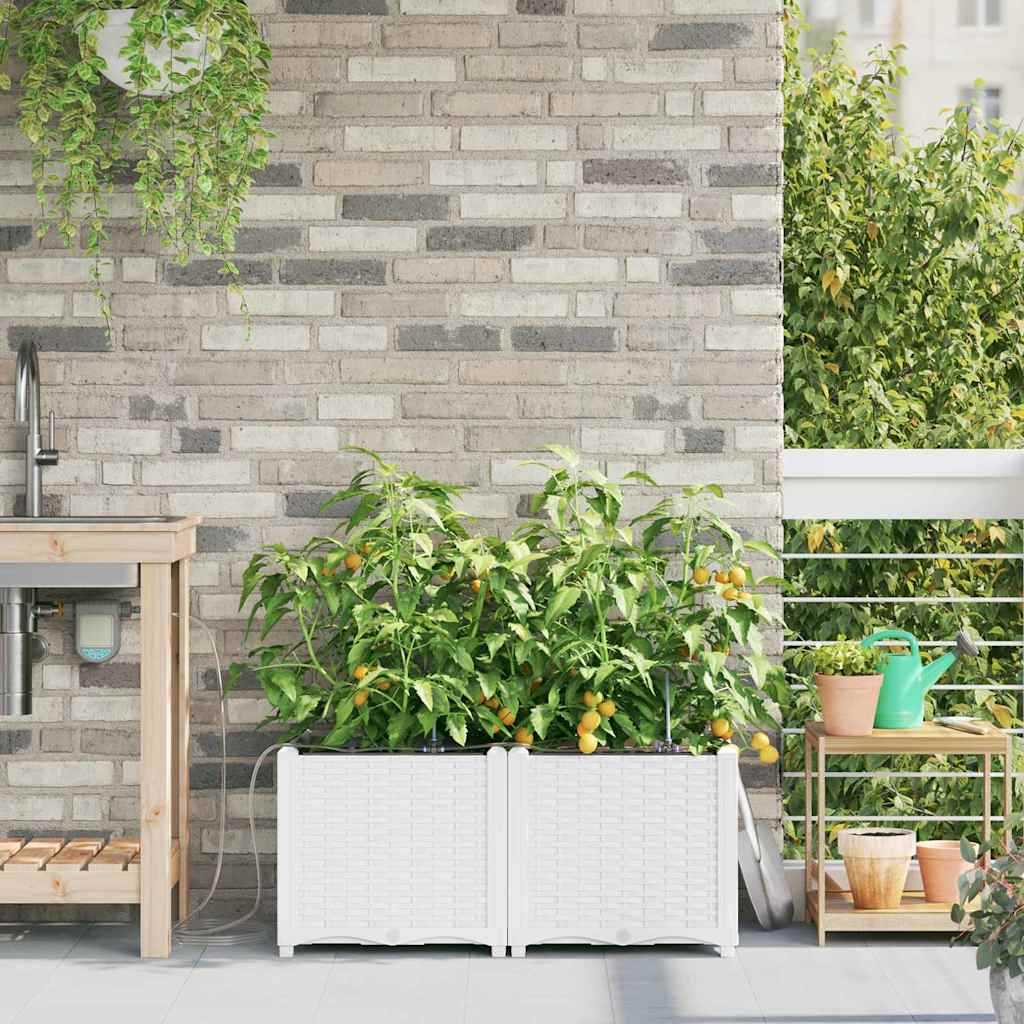 VidaXL Gartenblumentopf 2 Stk. Weißer Stahl