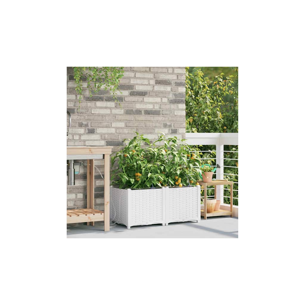 VidaXL Gartenblumentopf 2 Stk. Weißer Stahl