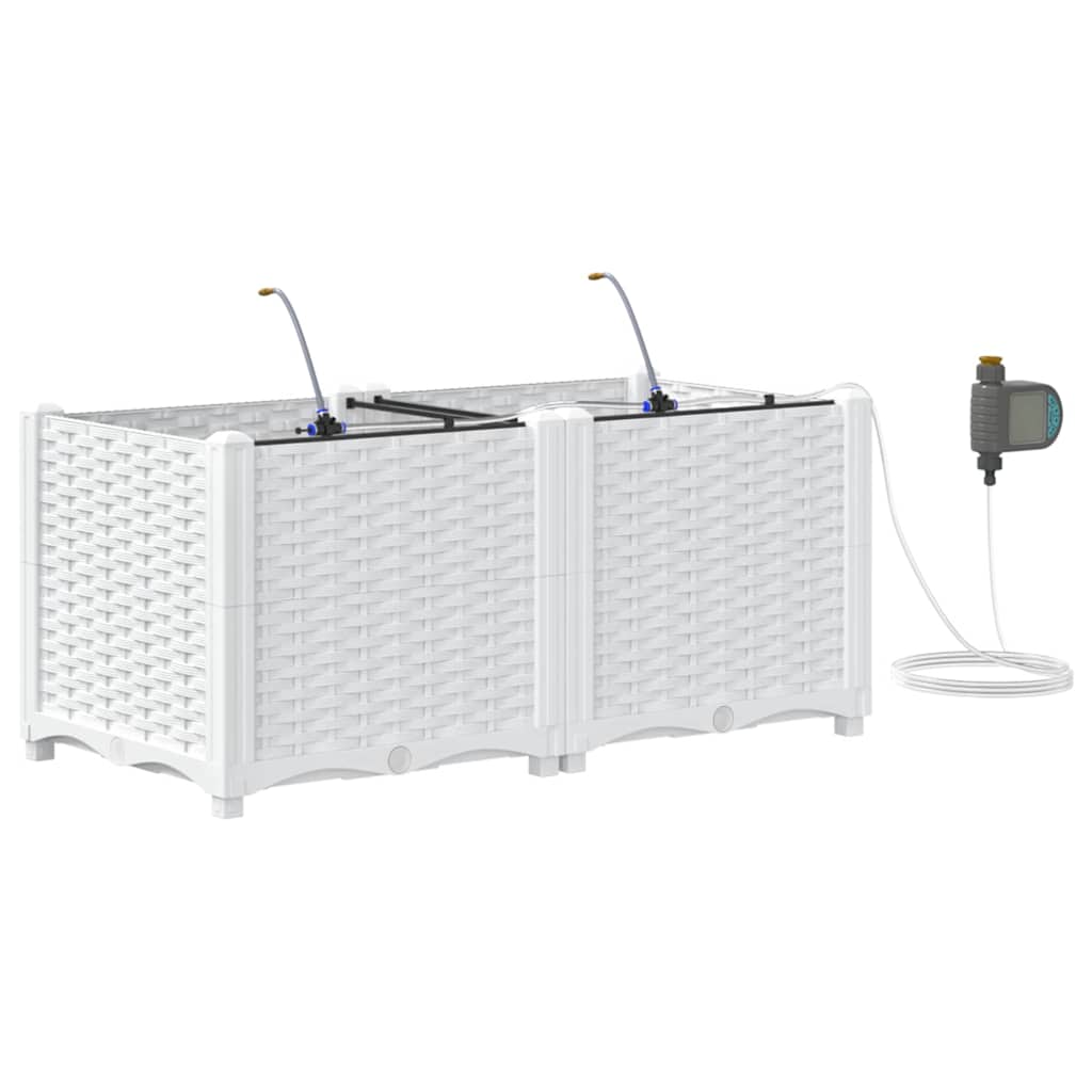 VidaXL Gartenblumentopf 2 Stk. Weißer Stahl