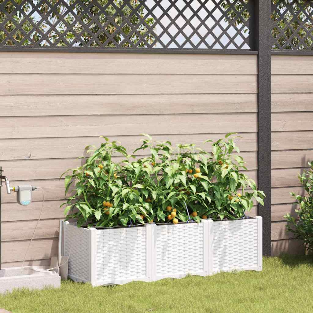 VidaXL Gartenblumentopf 3 Stück weißer Stahl