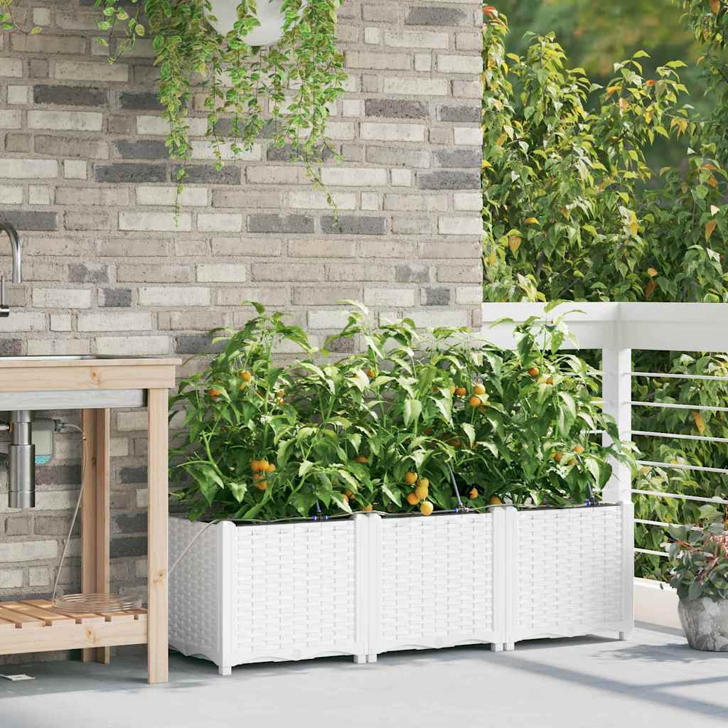 VidaXL Gartenblumentopf 3 Stück weißer Stahl