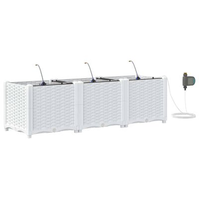 VidaXL Gartenblumentopf 3 Stück weißer Stahl