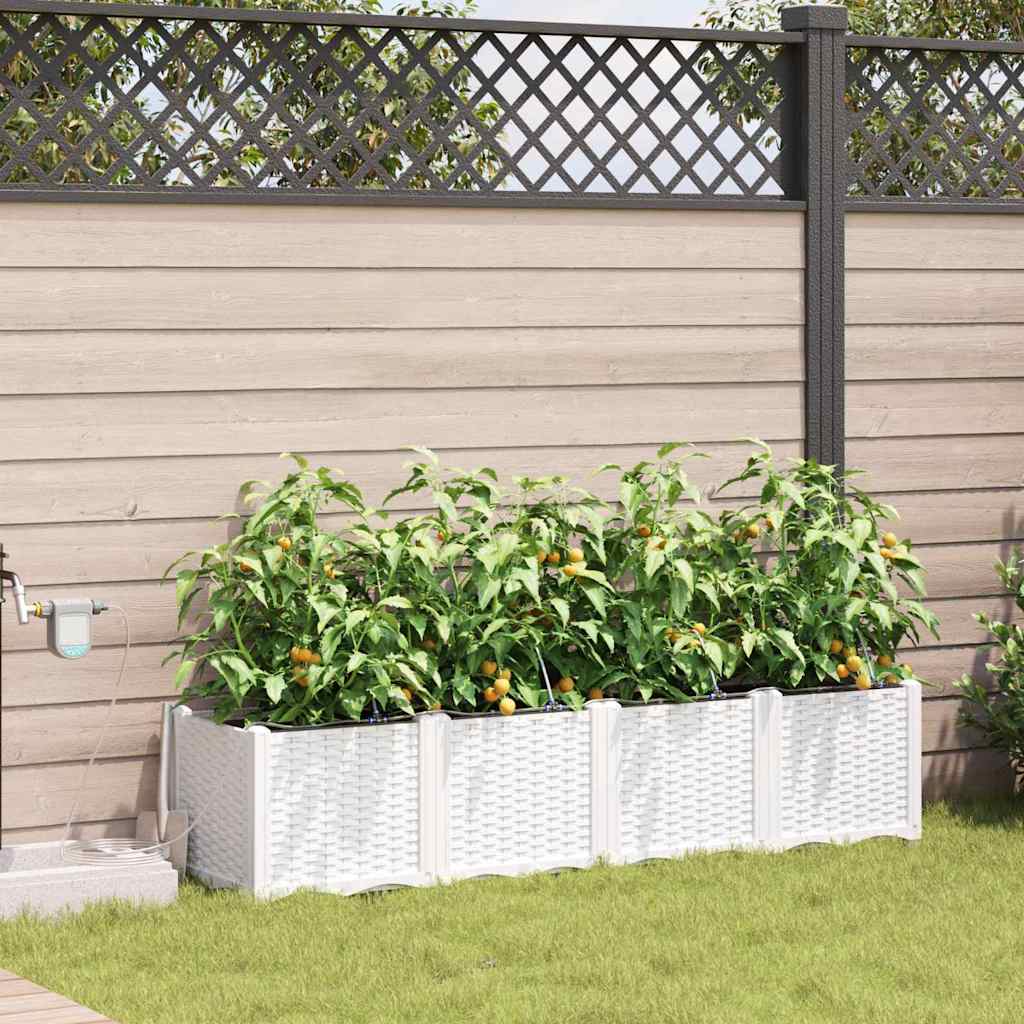 VidaXL Gartenblumentopf 4 Stück weißer Stahl
