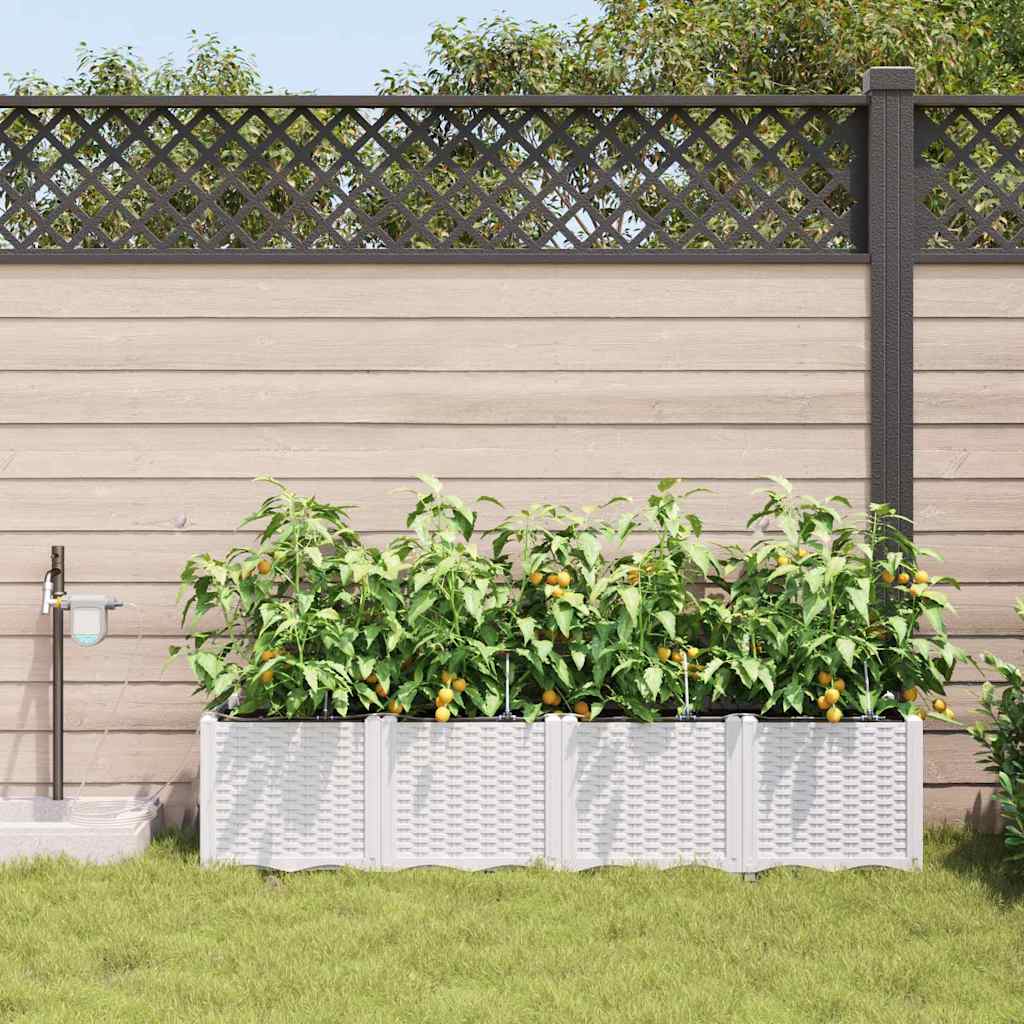 VidaXL Gartenblumentopf 4 Stück weißer Stahl