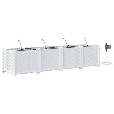 VidaXL Gartenblumentopf 4 Stück weißer Stahl