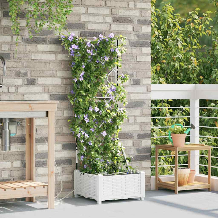 VidaXL Gartenblumentopf weiß 40 x 40 x 126 cm Stahl