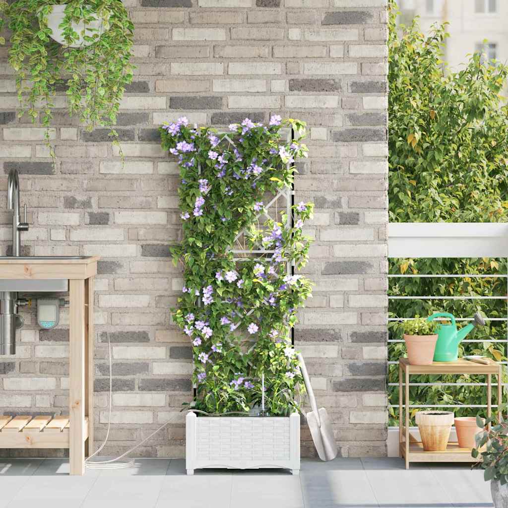 VidaXL Gartenblumentopf weiß 40 x 40 x 126 cm Stahl