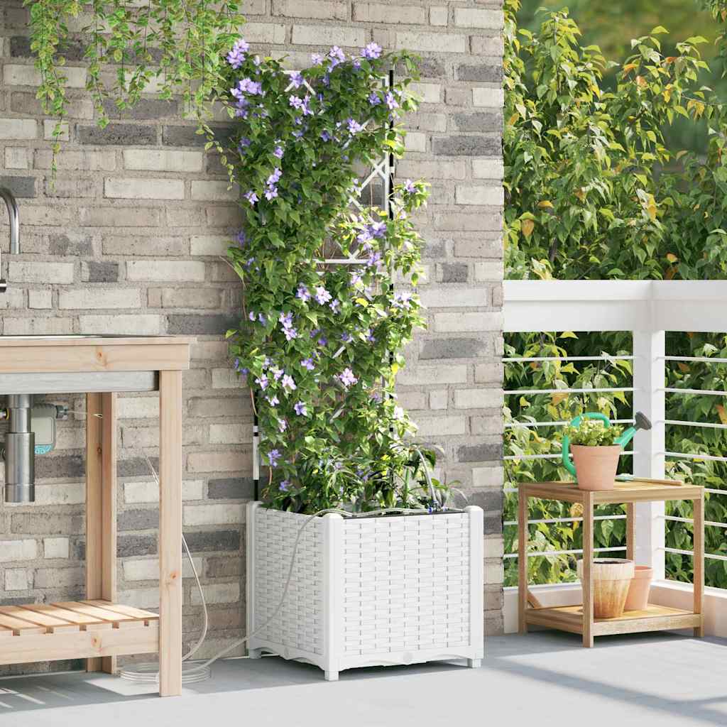 VidaXL Gartenblumentopf weiß 40 x 40 x 142 cm Stahl