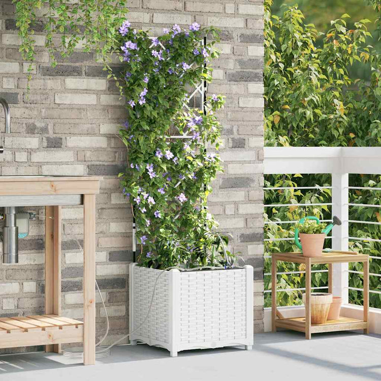VidaXL Gartenblumentopf weiß 40 x 40 x 142 cm Stahl