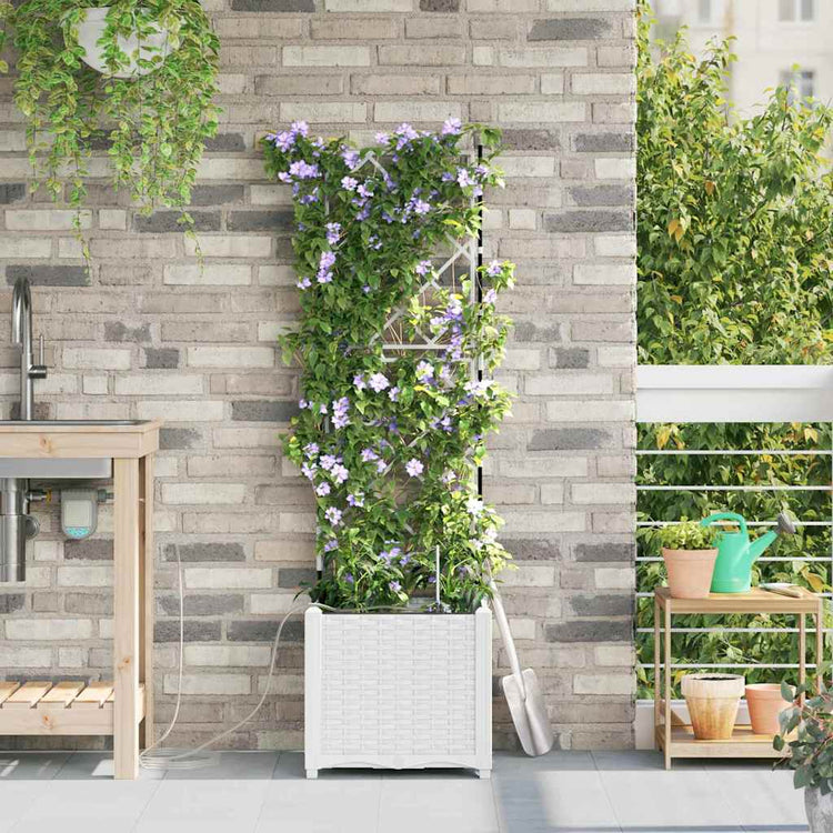 VidaXL Gartenblumentopf weiß 40 x 40 x 142 cm Stahl