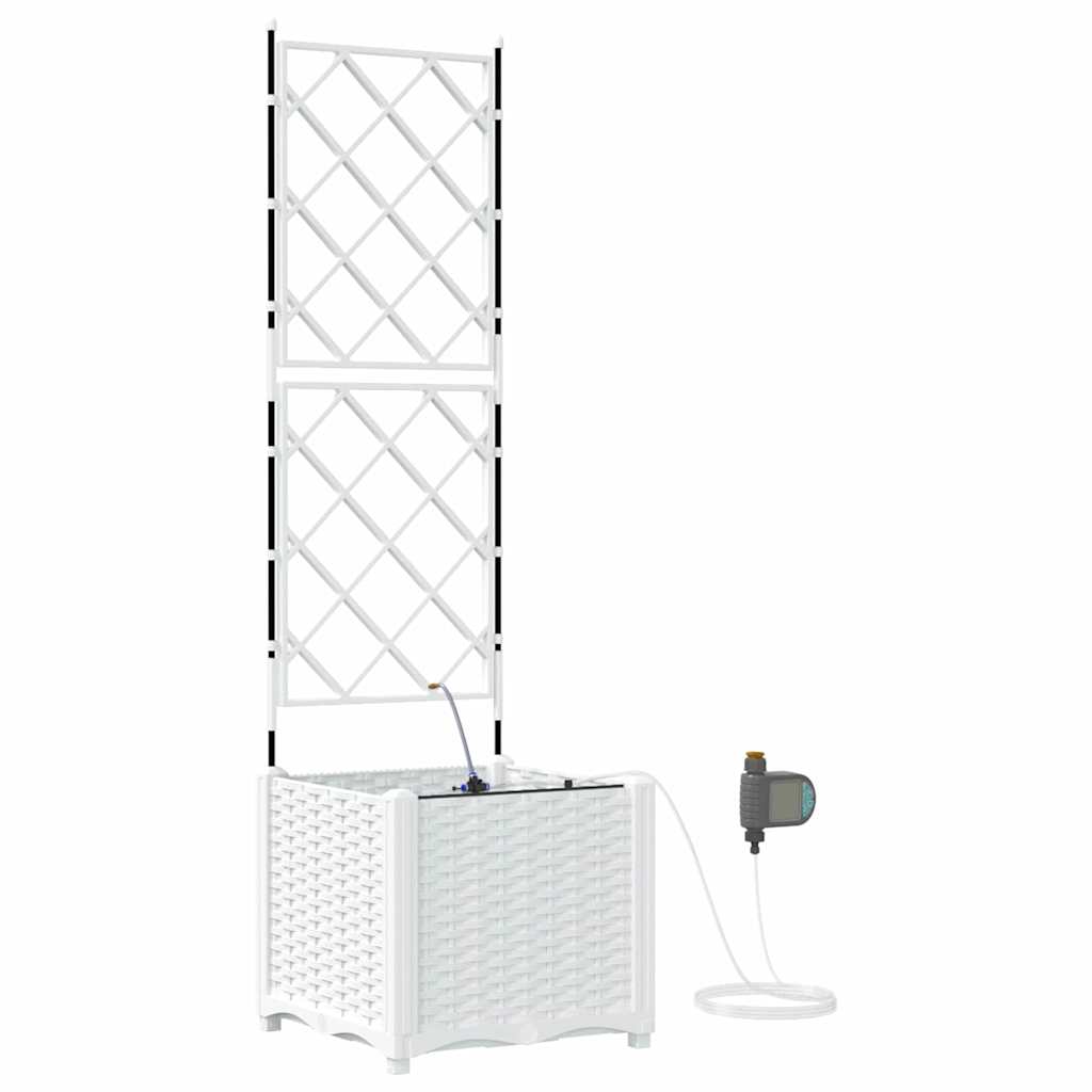 VidaXL Gartenblumentopf weiß 40 x 40 x 142 cm Stahl