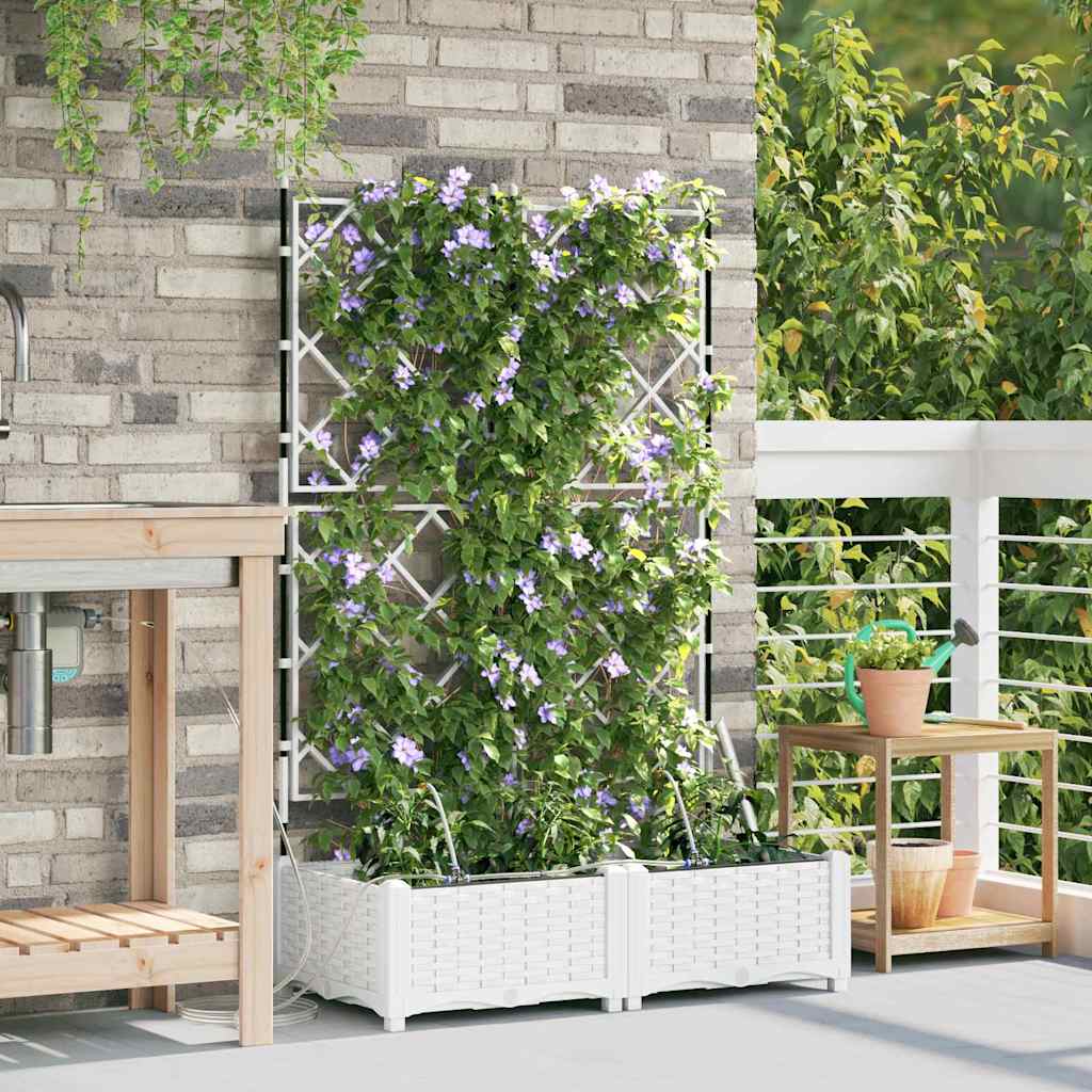 VidaXL Gartenblumentopf 2 Stk. Weißer Stahl