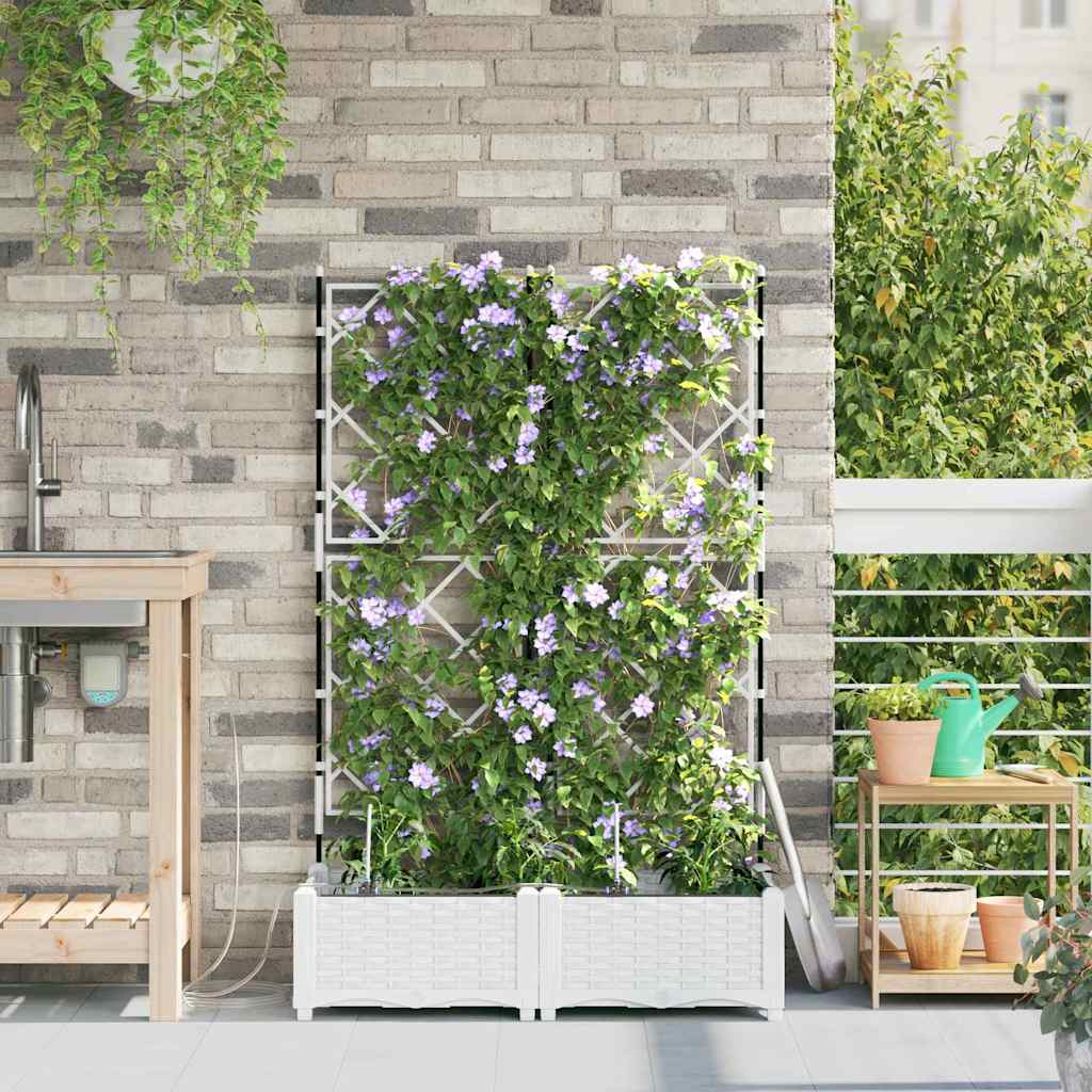 VidaXL Gartenblumentopf 2 Stk. Weißer Stahl