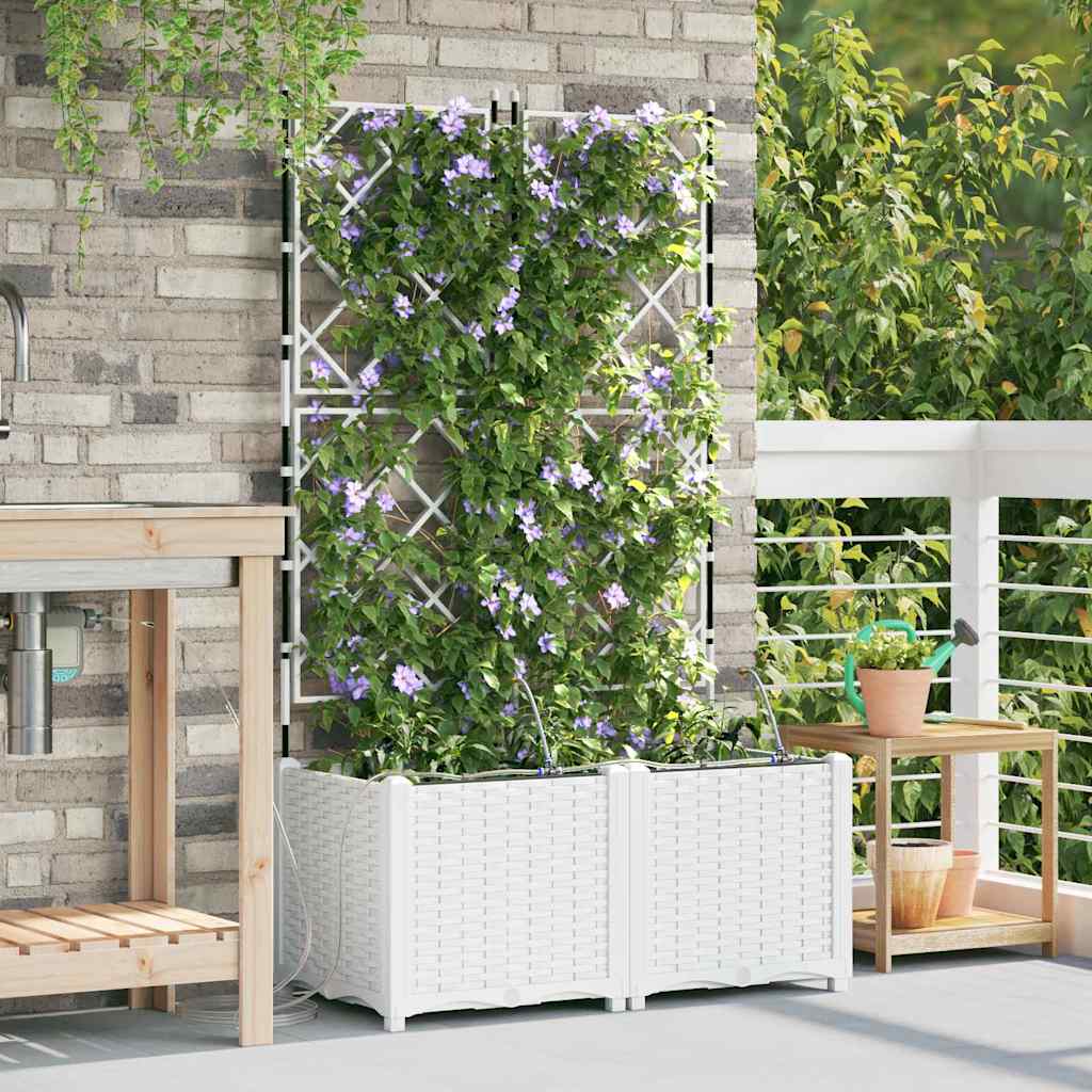 VidaXL Gartenblumentopf 2 Stk. Weißer Stahl