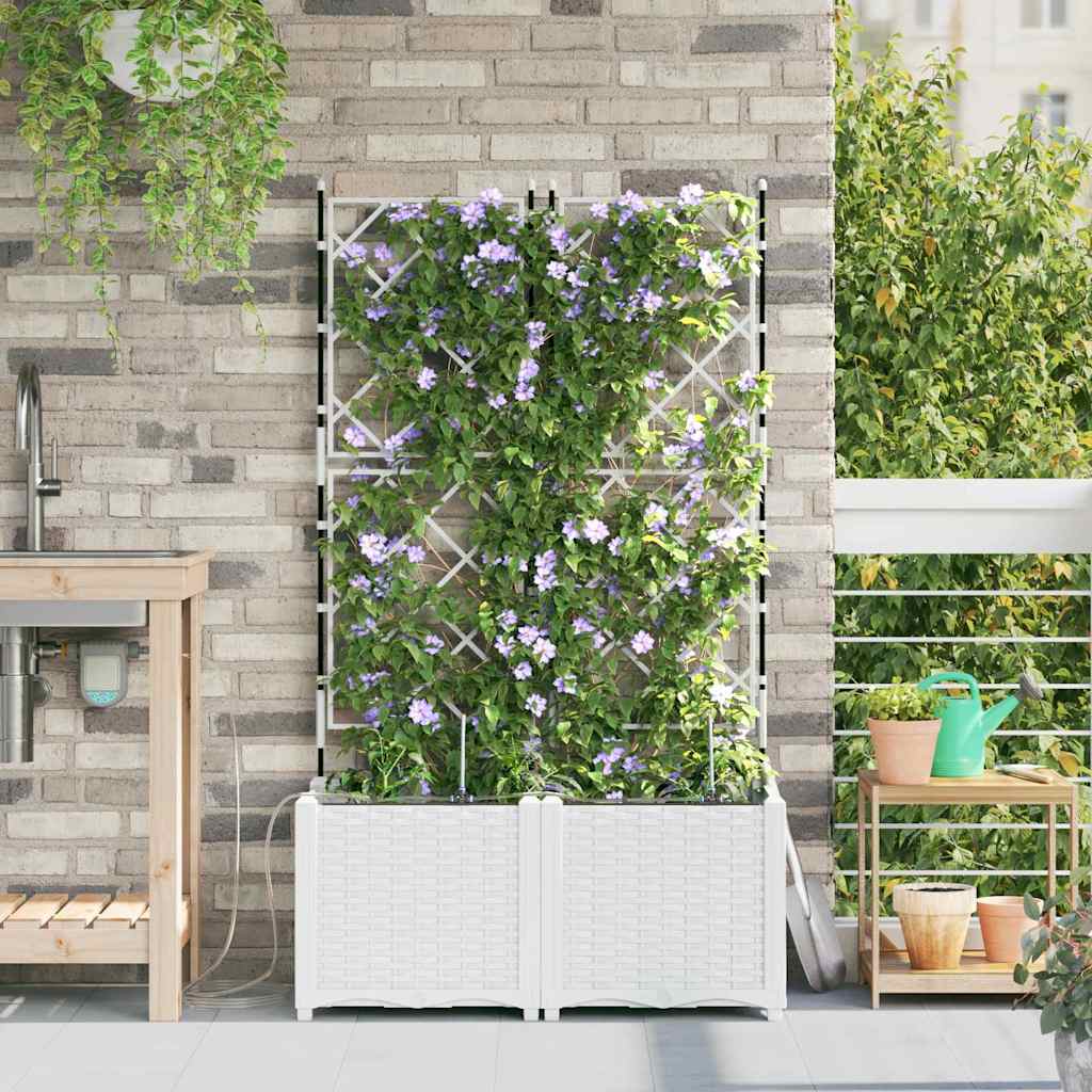 VidaXL Gartenblumentopf 2 Stk. Weißer Stahl
