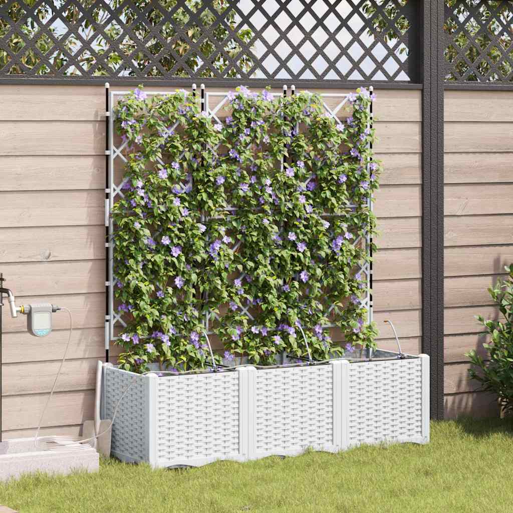 VidaXL Gartenblumentopf 3 Stück weißer Stahl