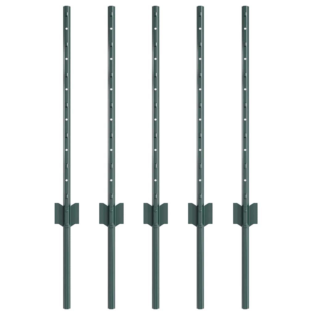 Vidaxl Zaunpfosten 5 Stück grün 100 cm Stahl