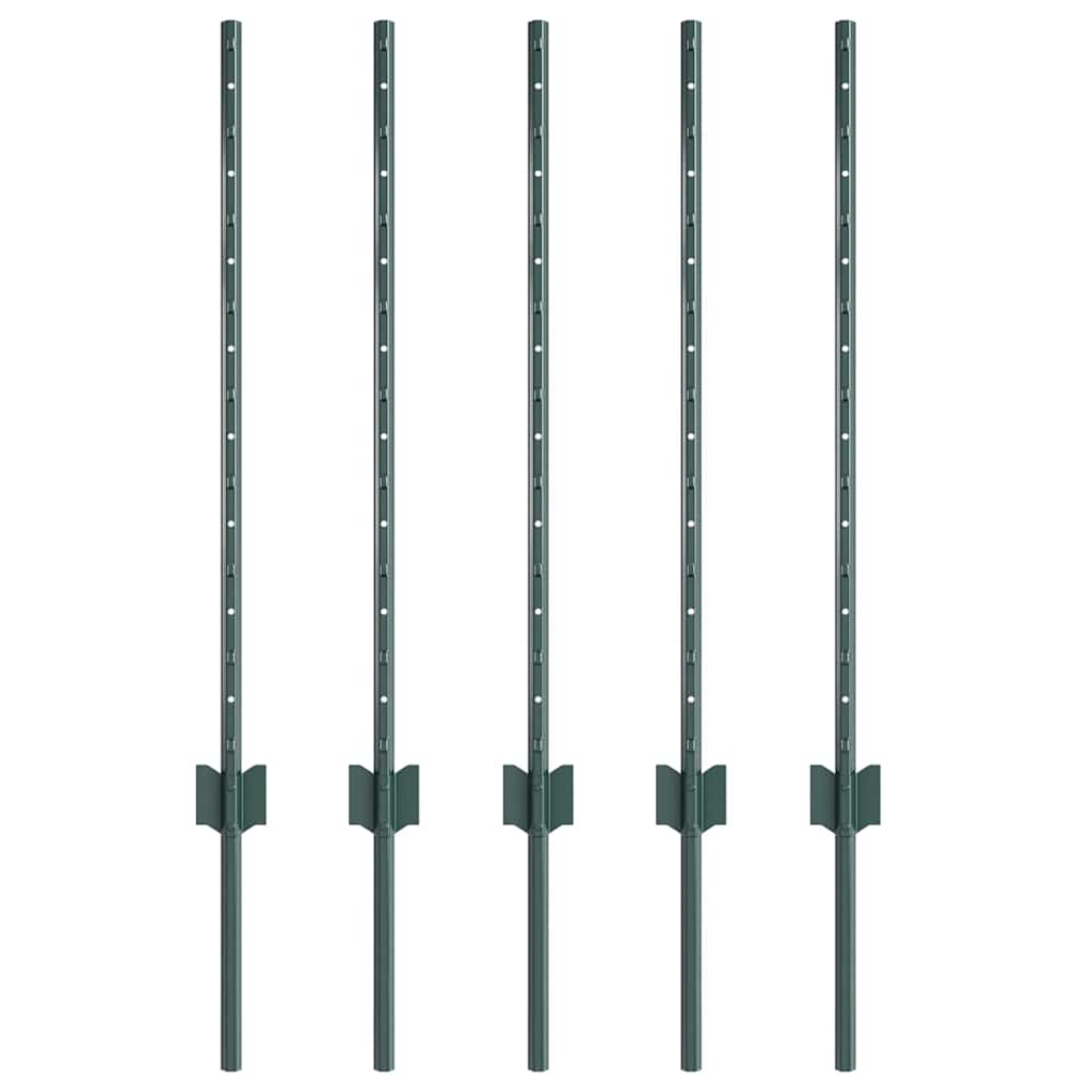 Vidaxl Zaunpfosten 5 Stück grün 120 cm Stahl
