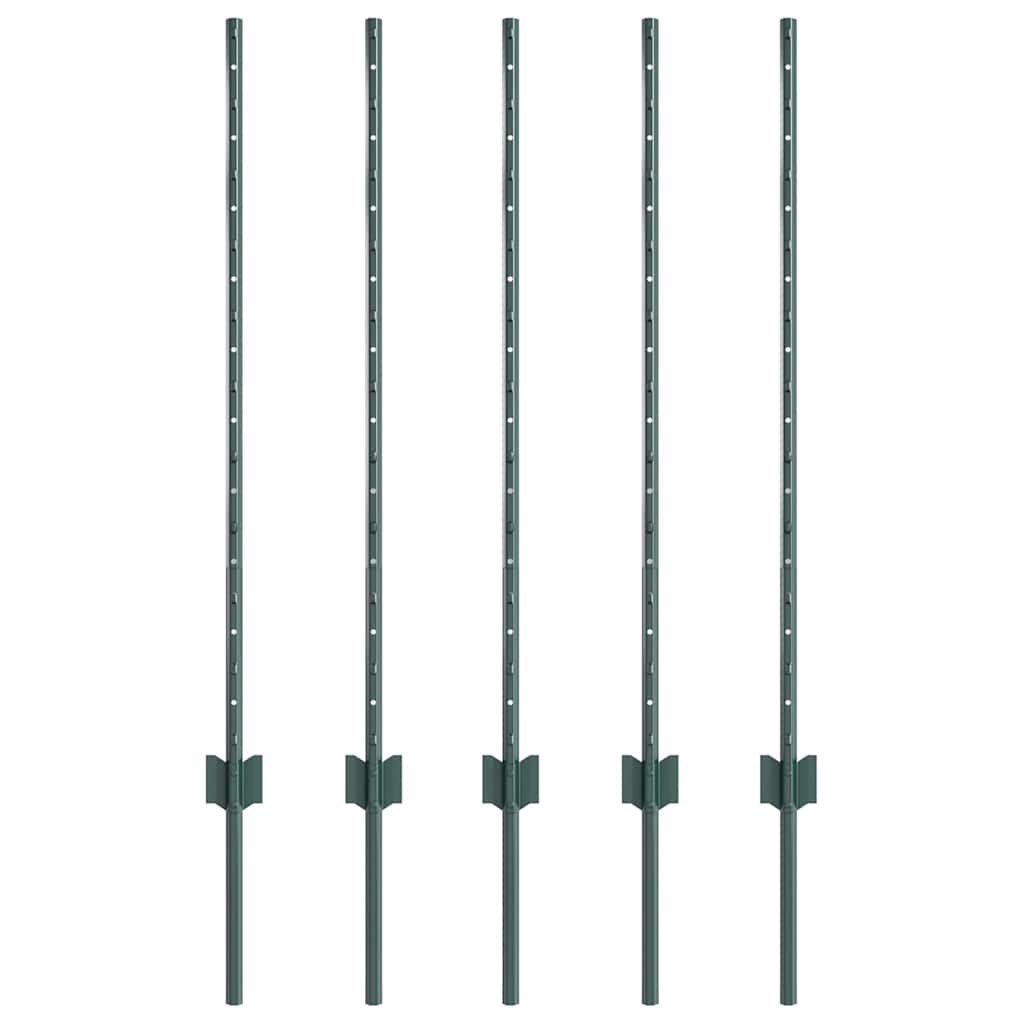 Vidaxl Zaunpfosten 5 Stück grün 140 cm Stahl