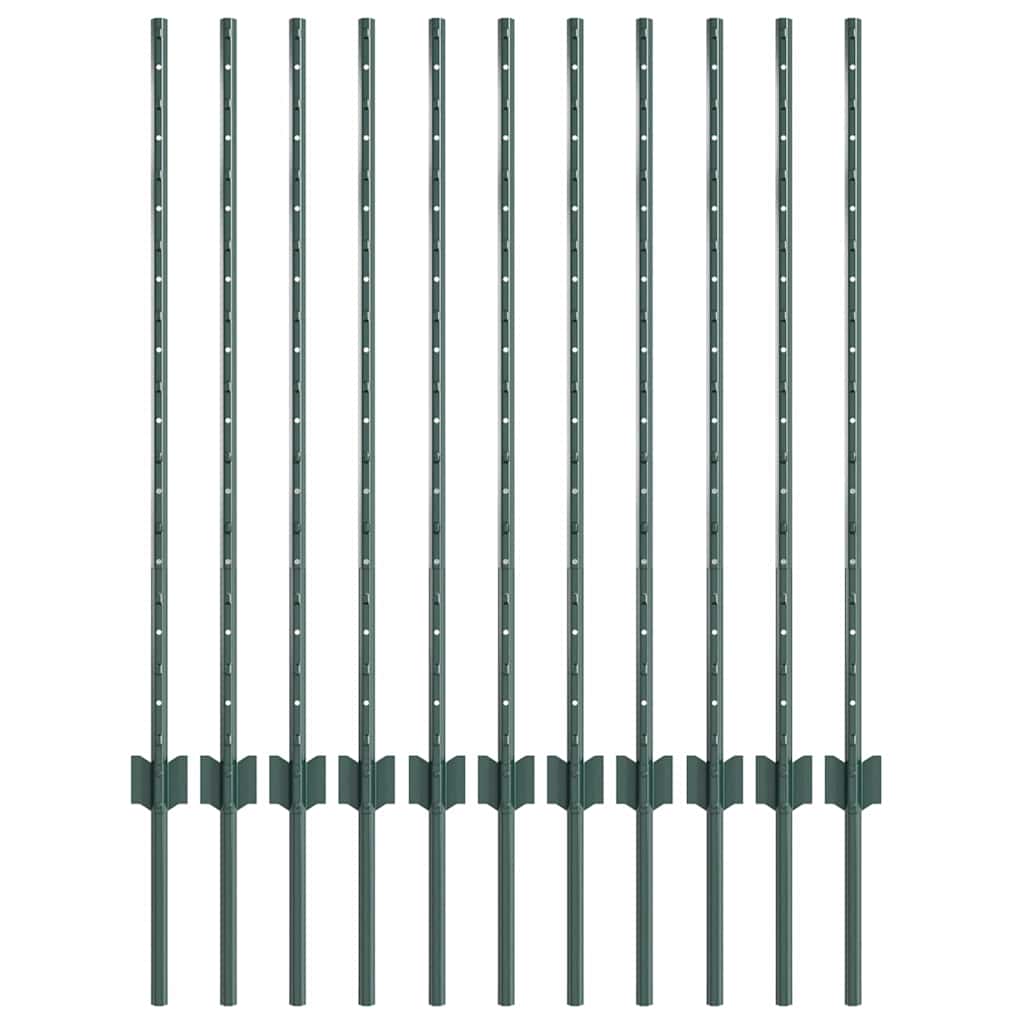 Vidaxl Zaunpfosten 11 Stück grün 100 cm Stahl