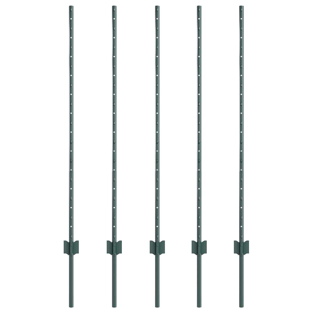 Vidaxl Zaunpfosten 5 Stück grün 120 cm Stahl