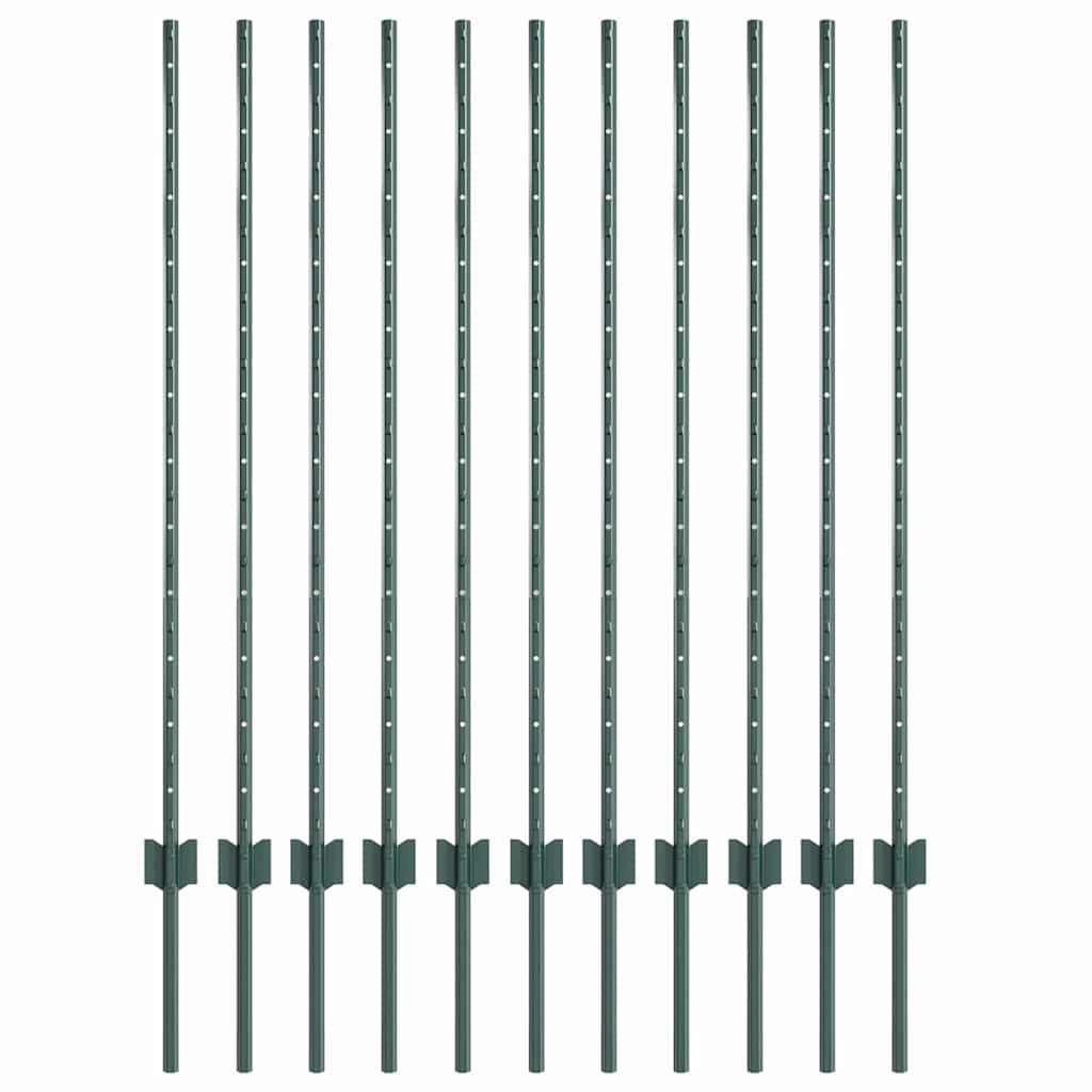 Vidaxl Zaunpfosten 11 Stück grün 120 cm Stahl