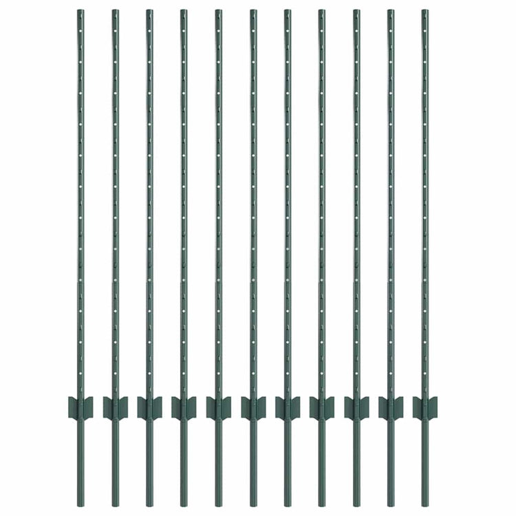 Vidaxl Zaunpfosten 11 Stück grün 120 cm Stahl