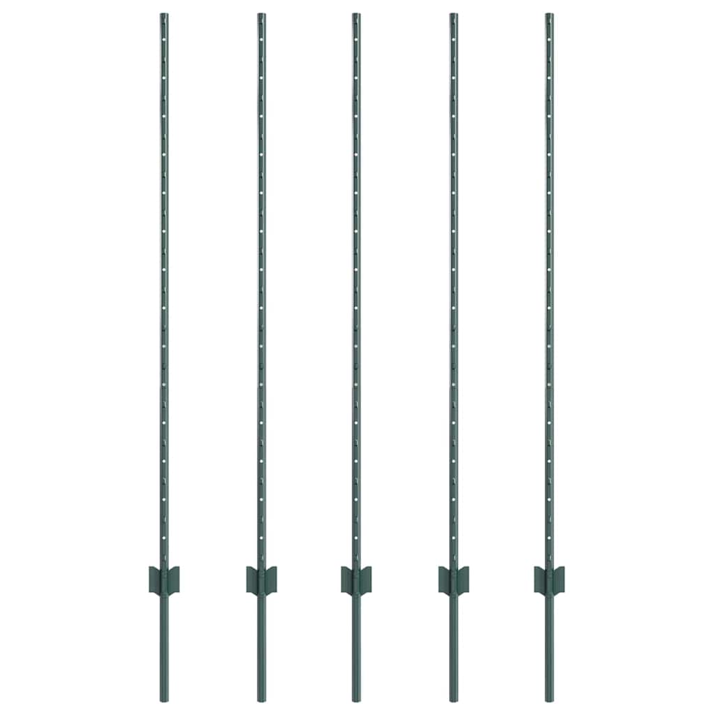 Vidaxl Zaunpfosten 5 Stück grün 140 cm Stahl