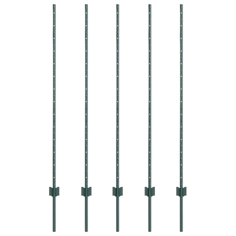 Vidaxl Zaunpfosten 5 Stück grün 140 cm Stahl