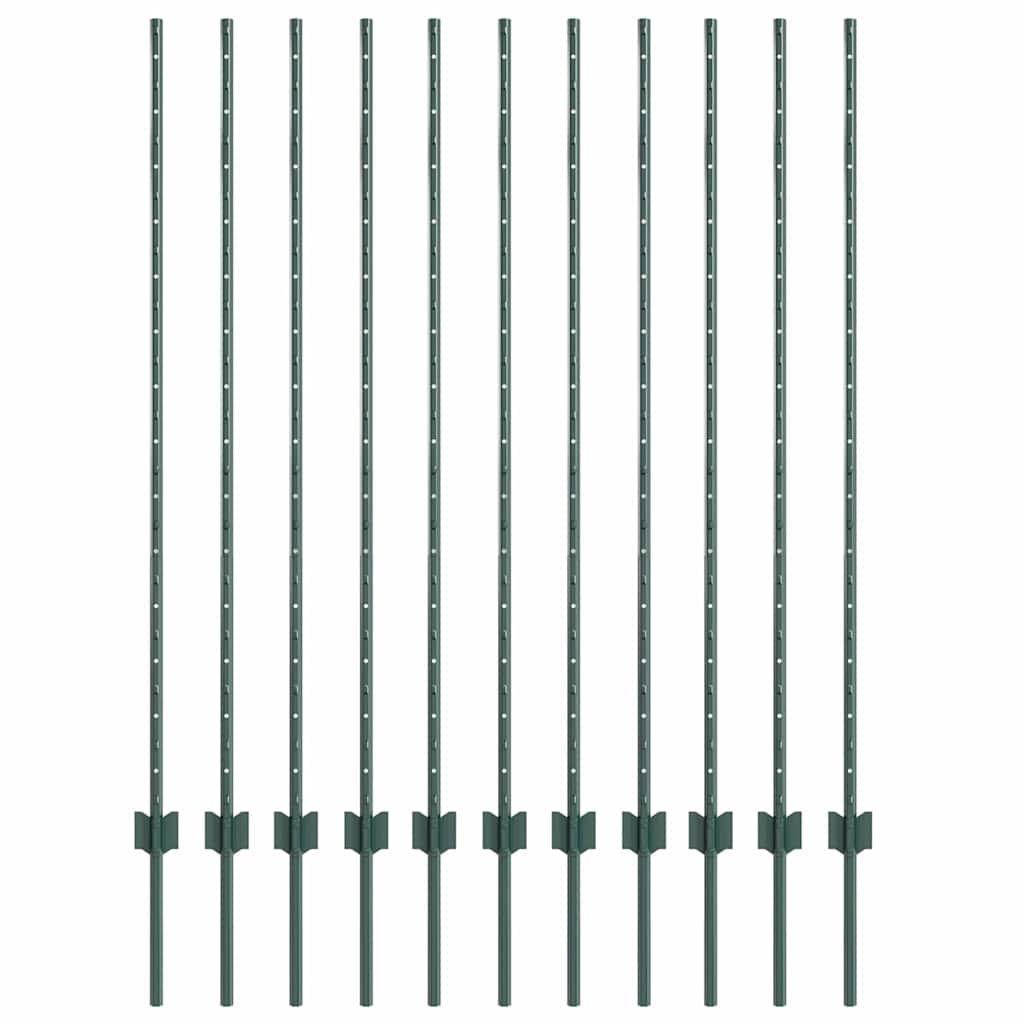 Vidaxl Zaunpfosten 11 Stück grün 140 cm Stahl