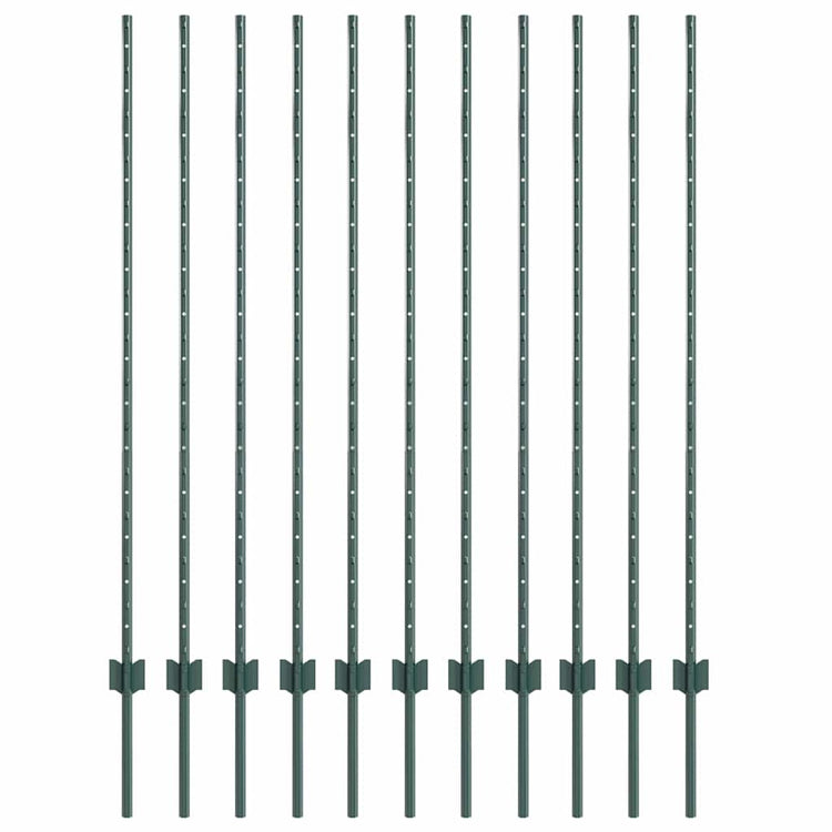 Vidaxl Zaunpfosten 11 Stück grün 140 cm Stahl