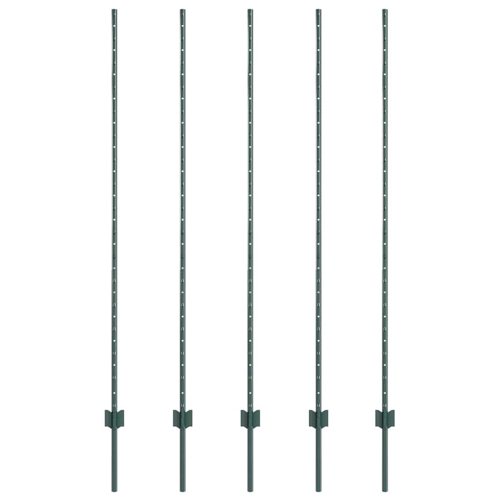 Vidaxl Zaunpfosten 5 Stück grün 150 cm Stahl