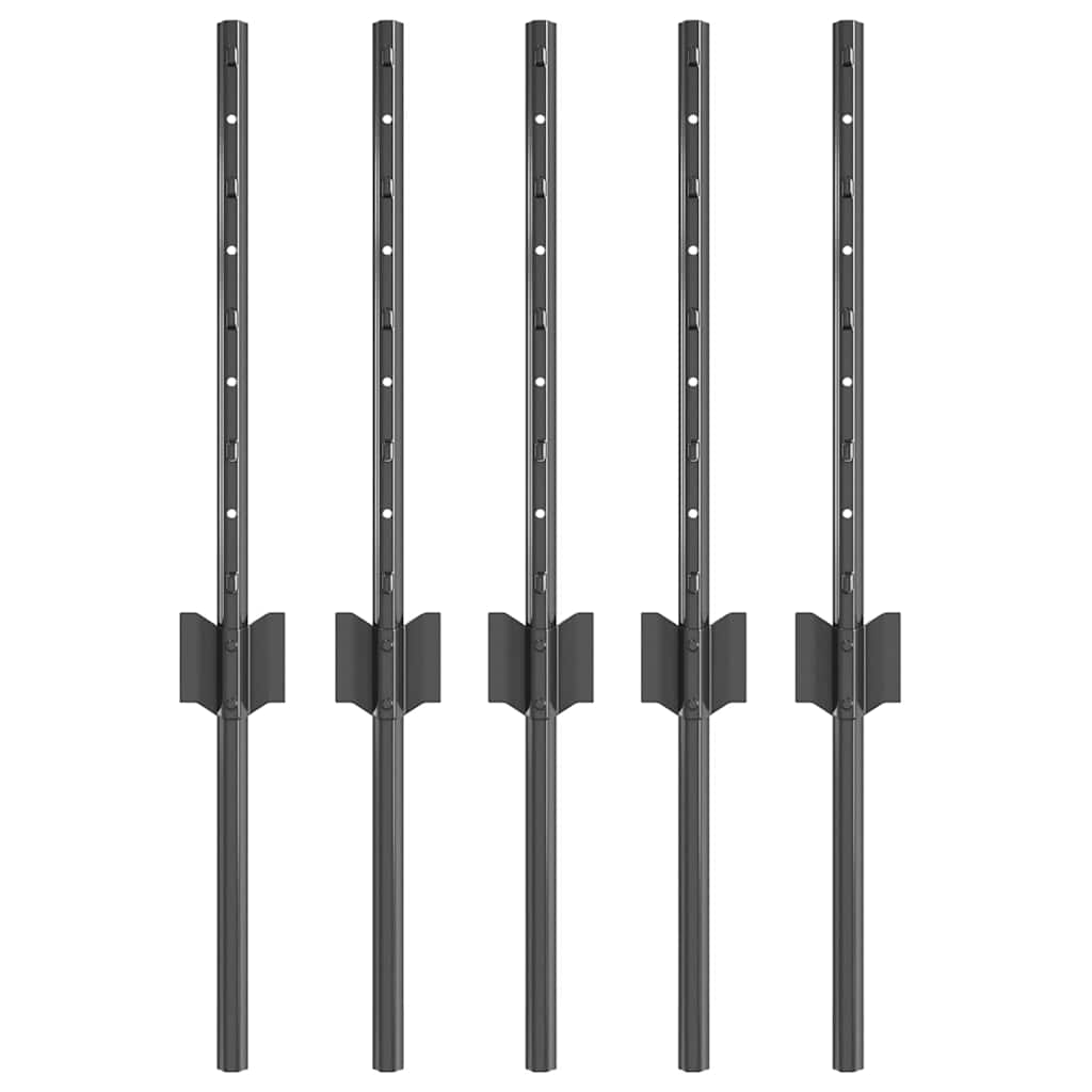 Vidaxl Zaunpfosten 5 Stück grau 40 cm Stahl