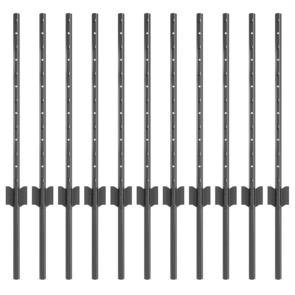 Vidaxl Zaunpfosten 11 Stück grau 60 cm Stahl