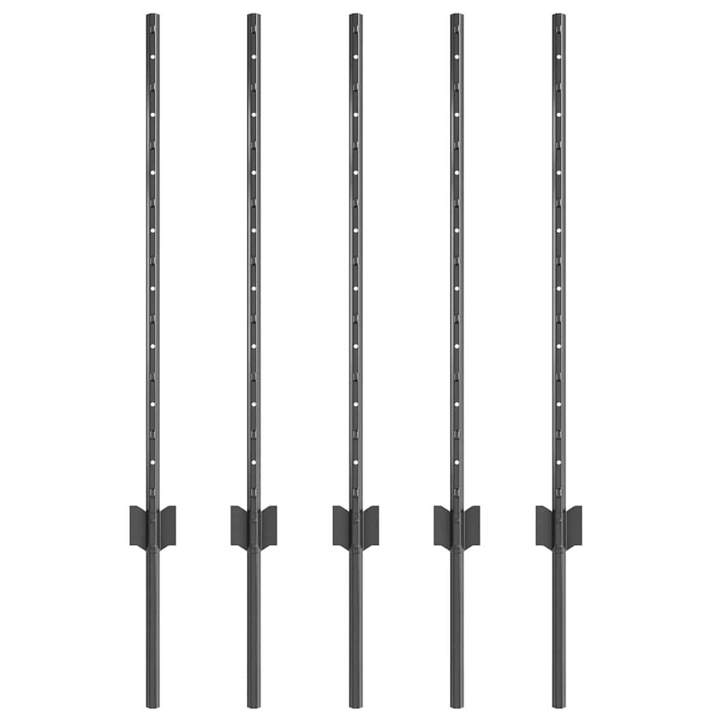 Vidaxl Zaunpfosten 5 Stück grau 80 cm Stahl