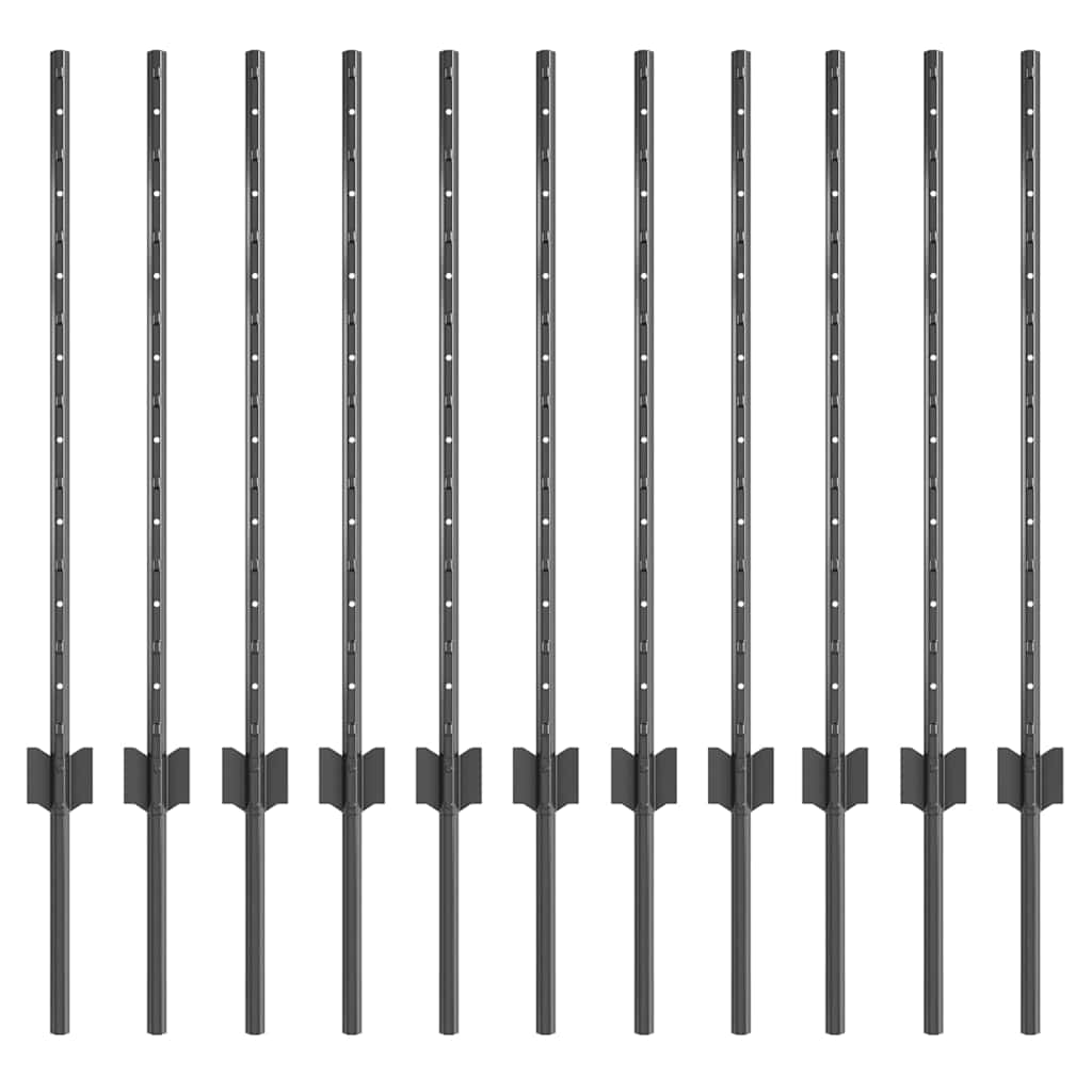 Vidaxl Zaunpfosten 11 Stück grau 80 cm Stahl