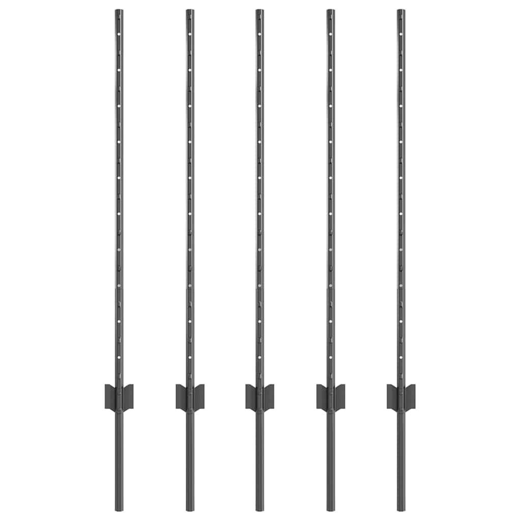 Vidaxl Zaunpfosten 5 Stück grau 100 cm Stahl