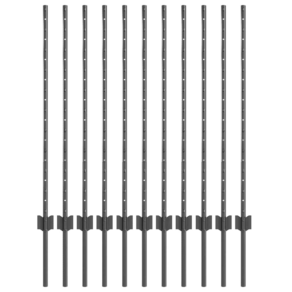 Vidaxl Zaunpfosten 11 Stück grau 100 cm Stahl