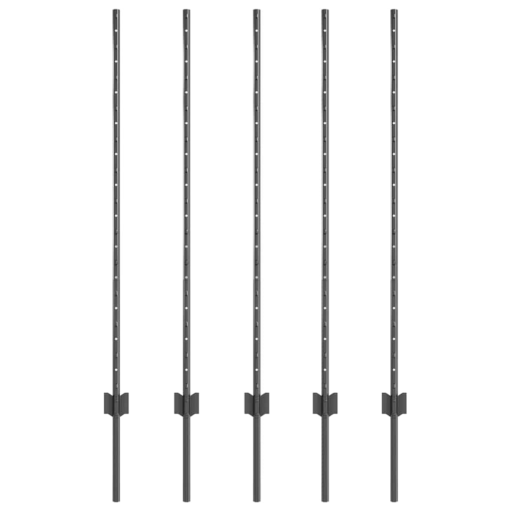 Vidaxl Zaunpfosten 5 Stück grau 120 cm Stahl