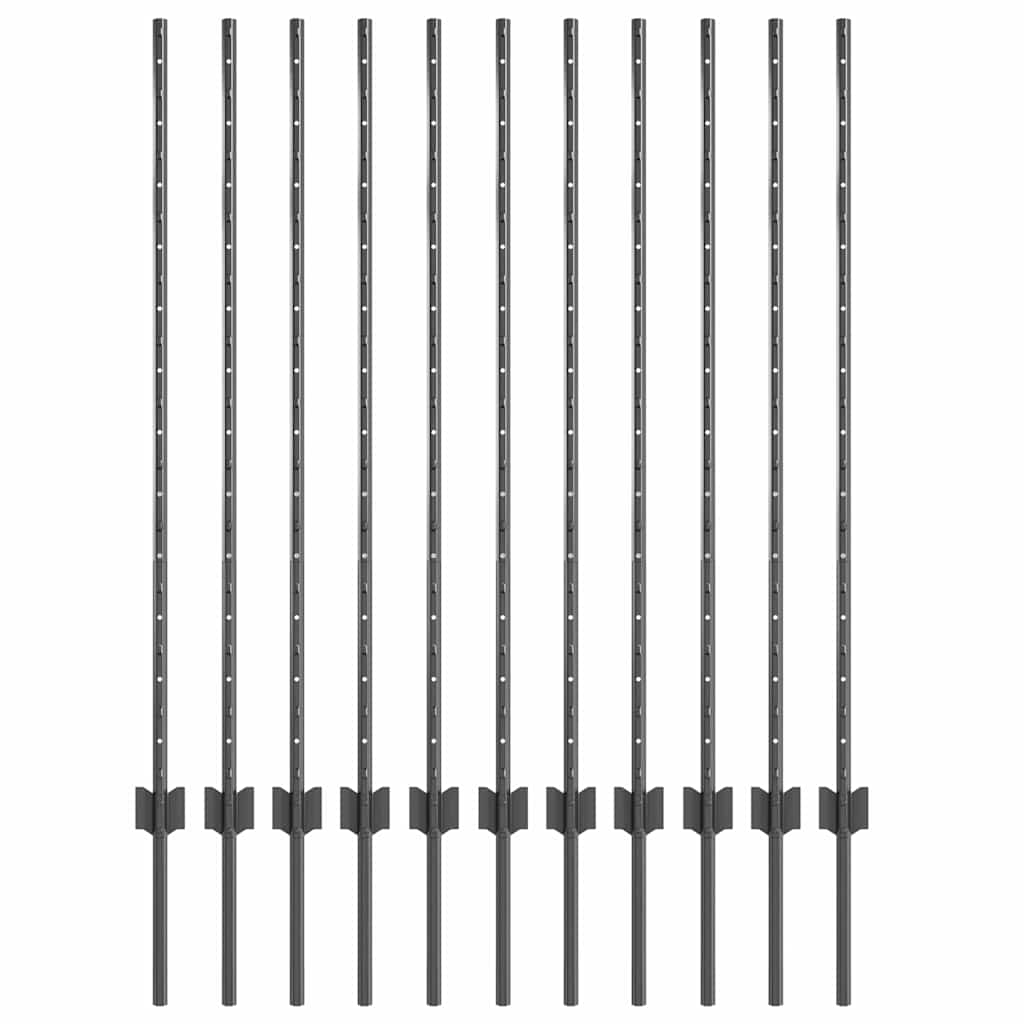 Vidaxl Zaunpfosten 11 Stück grau 120 cm Stahl