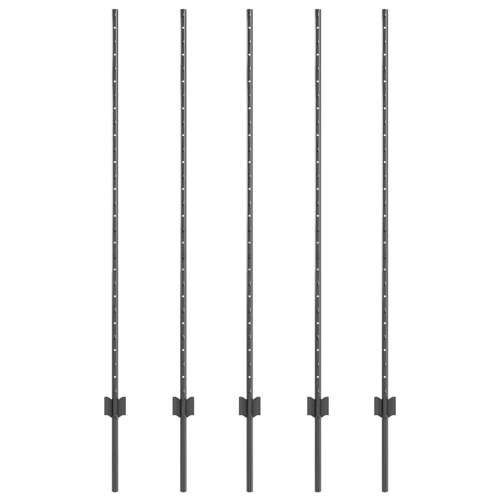 Vidaxl Zaunpfosten 5 Stück grau 140 cm Stahl